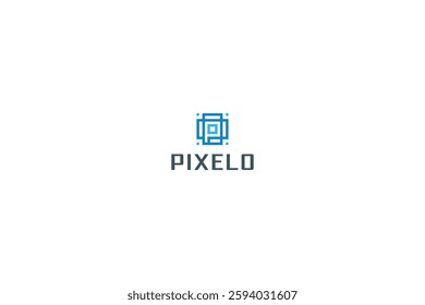 Letter P modern technological barcode pixel logo