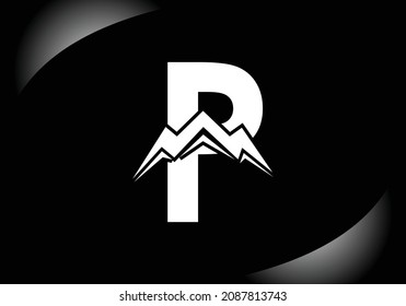 Letter P Monogram Alphabet With The Mountain Peak. Mountain Logo Sign Symbol. Modern Vector Logo Design For The Business, And Company Identity.