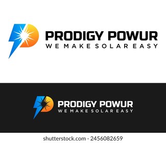 Letter P monogram bold electrical company logo design.