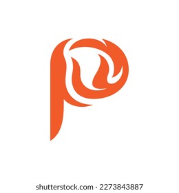 Letter p monogram fire creative simple logo