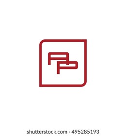 The letter A and P Monogram With Frame Square. Logo Design Template Red