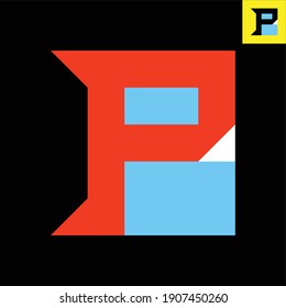 Diseño del logotipo de la letra P en el estilo de arte Bauhaus. Logo vector en Eps 8.