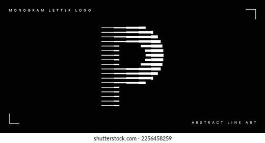 Letter P Monogram Logo Icon Geometric Horizontal Stripe Lines