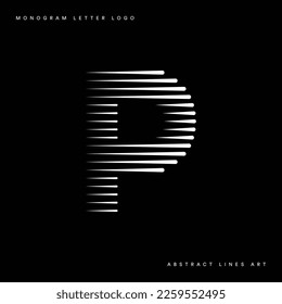 Letter P Monogram Logo Icon Geometric Horizontal Motion Speed Lines