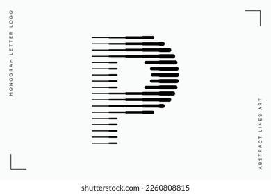 Letra monográfica p logotipo de arte de líneas modernas abstractas