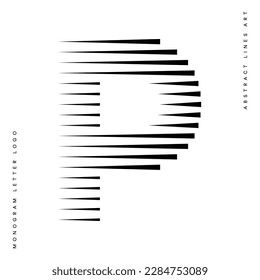 Letter P Monogram Logo Icon Geometric Horizontal Motion Speed Lines