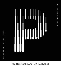 Letter P Monogram Logo Icon Geometric Vertical Stripe Lines