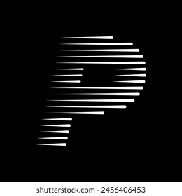 Letter P Monogram Logo Icon Geometric Horizontal Motion Speed Lines