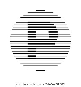 Letter P Monogram Logo Icon Round Geometric Horizontal Stripe Lines