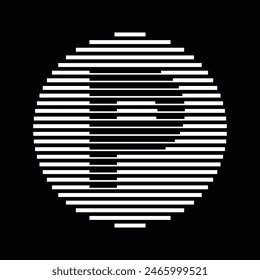 Letter P Monogram Logo Icon Round Geometric Horizontal Stripe Lines