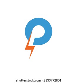 letter P monogram logo with lightning shape, modern and simple stylish logo