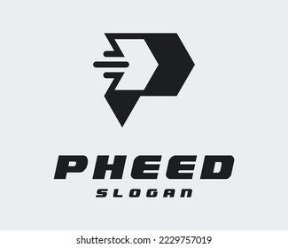 Letter P Monogram Speed Fast Sports Dynamic Rush Arrow Right Direction Vector Logo Design