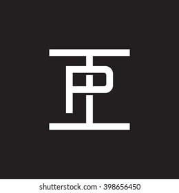 letter I and P monogram square shape logo white black background