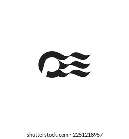 letter p motion curves hair object logo vector 