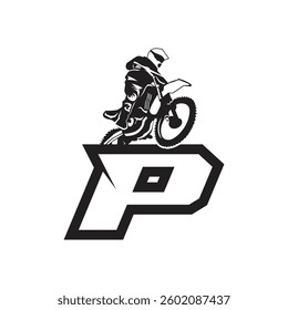 Letter P with Motocross logo	