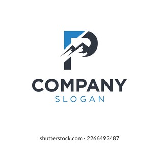 Letter P Mountain Business Company Logo Design	