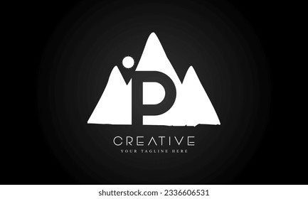 Letter P mountain logo icon design template elements