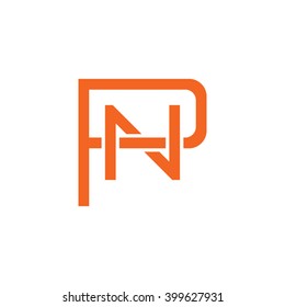 letter P and N monogram logo orange
