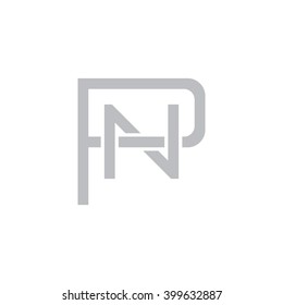 letter P and N monogram logo gray