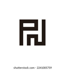 Letter P and N square geometric symbol simple logo vector