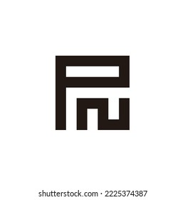 Letra P y n cuadrado, símbolo geométrico único vector de logotipo simple
