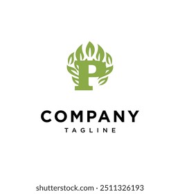 Letra P Naturaleza Leaf Tree logo icon Vector