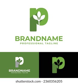 Logotipo de la letra P Naturaleza, adecuado para cualquier negocio relacionado con la Naturaleza con P inicial.