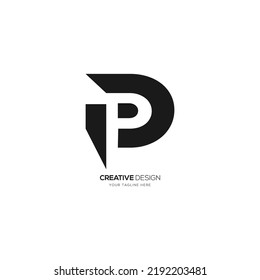 Letter P P negative space modern monogram logo