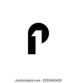 Letra P espacio negativo con número 1