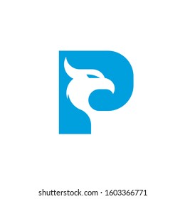 Letter P and negative space phoenix/ bird 