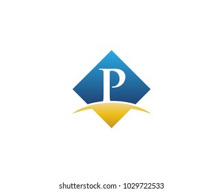 Letter P Negative Space With Swoosh In Diamond Shape