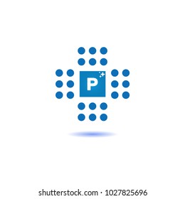 Letter P Negative Space Template Vector. Medical Cross Logo Modern Bright Colorful Identity Brand Symbol and App Icon Concept
