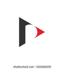 letter p negative space triangle logo vector