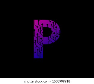 Letter P Network Digital Logo Icon , Technology and digital abstract dot connection vector logo. (sign, symbol, icon, design element). Technology design.