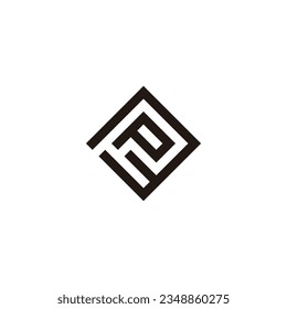 Letter P number 3 square, elegant geometric symbol simple logo vector