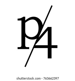 letter p and number 4 company logo