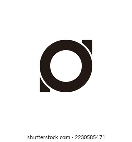 Letra P, o y d círculo, símbolo geométrico de contorno simple vector de logotipo