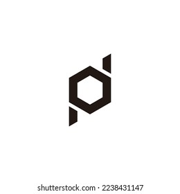 Letter p, o and d hexagon geometric symbol simple logo vector