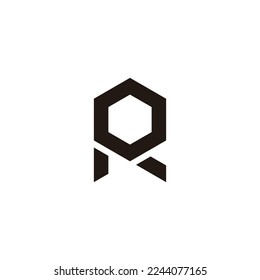 Letter P, o and e hexagon geometric symbol simple logo vector