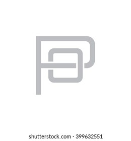 letter P and O monogram logo gray