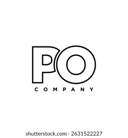 Letra P e O, modelo de design de logotipo PO. Logótipo inicial com base em monograma mínimo.