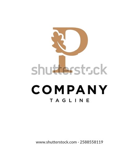 Letter P Oak Leaf Logo Icon Vector