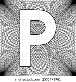 Letter P on abstract background in square shape. Simple and elegant