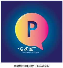 Letter P on bubble talk icon as an integrated communication. Design Template for the communication, commercial, technology and campaign activities