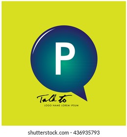 Letter P on bubble talk icon as an integrated communication. Design Template for the communication, commercial, technology, and campaign activities