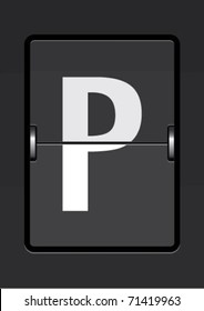 letter p  on a mechanical timetable