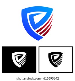 Letter P On Shield Logo Template