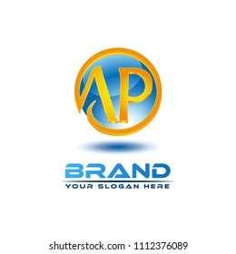 Letter A and P  on white background. Logo Design Template. 3D logo design