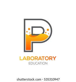 Letter P Orange color,Science education,Laboratory,Chemical Logotype