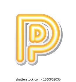letter P in orange neon font vector illustration design